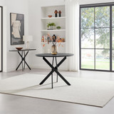 Novara Black Top Dining Table & 4 Beaumont Fabric Chairs - Novara-Black-100cm-round-dining-table-1.jpg