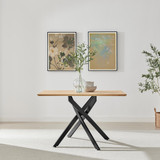 Leonardo Oak Effect Dining Table & 4 Halle Taupe Fabric Chairs - Leonardo-4-Dining-Table-Oak-Top-Black-Legs-2.jpg