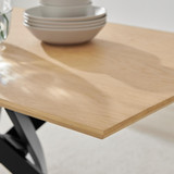 Leonardo Oak Effect Dining Table & 4 Calla Black Velvet Chairs - Leonardo-4-Dining-Table-Oak-Top-Black-Legs-3.jpg