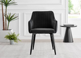 Leonardo Oak Effect Dining Table & 4 Calla Black Velvet Chairs - Calla-black-black-dining-chair-2.jpg