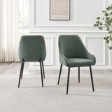 Leonardo Oak Effect Dining Table & 4 Beaumont Green Fabric Chairs - Beaumont-Dining-chairs-Green-Fabric-Black-legs-3.jpg