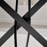 Leonardo Black Top Dining Table & 4 Halle Fabric Chairs - Leonardo-4-Dining-Table-Black-Top-Black-Legs-4.jpg