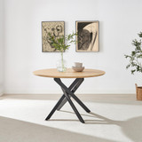 Novara 120cm Oak Veneer Top Round Dining Table & 6 Oak Masa Chairs - Novara-Oak-120cm-round-dining-table-2.jpg