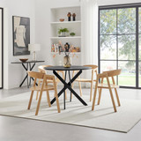 Novara 100cm Black Top Round Dining Table & 4 Oak Masa Chairs - Novara-Black-100cm-round-dining-table-Masa-chair.jpg