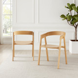 Novara 100cm Black Top Round Dining Table & 4 Oak Masa Chairs - Masa-Oak-Wood-Din-Chair-3.jpg