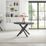 Novara 120cm Black Top Round Dining Table & 6 Oak Masa Chairs - Novara-Black-120cm-round-dining-table-2.jpg