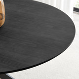 Novara 120cm Black Top Round Dining Table & 6 Oak Masa Chairs - Novara-Black-120cm-round-dining-table-3.jpg