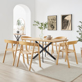 Leonardo Oak Veneer Dining Table & 6 Oak Masa Chairs - Leonardo-6-Dining-Table-Oak-Top-Black-Legs-Masa-chair.jpg