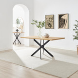 Leonardo Oak Veneer Dining Table & 6 Oak Masa Chairs - Leonardo-6-Dining-Table-Oak-Top-Black-Legs-1.jpg
