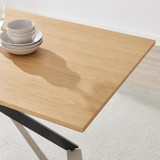 Leonardo Oak Veneer Dining Table & 6 Oak Masa Chairs - Leonardo-6-Dining-Table-Oak-Top-Black-Legs-3.jpg