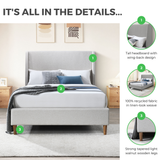 Hana Taupe Recycled Fabric Double Bed Frame - Hana-Info-Double-1.png