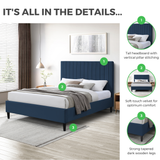 Aster Light Grey Velvet King Bed Frame - Aster-Info-King-1.png