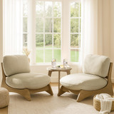 Iko 2x Wood & Cream Chairs + Side Table Outdoor / Indoor Set - Iko-Solid-Wood-Cream-Indoor-Outdoor-Accent-Chairs-Table-1.jpg