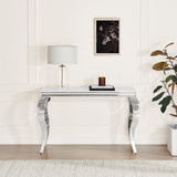 Skye White Marble Glass and Metal Console Table - Skye-console-table-rectangle-white-marble-effect-2.jpg