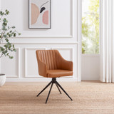 2x Calla Tan Faux Leather Swivel Dining Chairs - Calla-PU-tan-swivel-chair-5.jpg