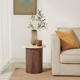 Penrose Round Walnut & Cream Marble Effect Side Table - Penrose-side-table-walnut&cream-marble-2.jpg