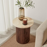 Penrose Round Walnut & Cream Marble Effect Side Table - Penrose-side-table-walnut&cream-marble-3.jpg