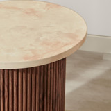 Penrose Round Walnut & Cream Marble Effect Side Table - Penrose-side-table-walnut&cream-marble-5.jpg