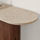 Penrose Rounded Walnut Wood & Marble Effect Console Table - Penrose-console-table-walnut-cream-marble-4.jpg