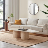 Sutton Beige Travertine Stone Veneer Oval Coffee Table - Sutton-travertine-coffee-table-1.jpg