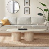 Sutton Beige Travertine Stone Veneer Oval Coffee Table - Sutton-travertine-coffee-table-2.jpg