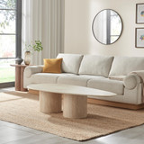 Sutton Beige Travertine Stone Veneer Oval Coffee Table - Sutton-travertine-coffee-table-3.jpg
