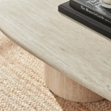 Sutton Beige Travertine Stone Veneer Oval Coffee Table - Sutton-travertine-coffee-table-4.jpg
