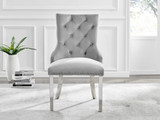 Skye Rectangular White Marble Effect Dining Table & 4 Grey Velvet Belgravia Chairs - belgravia-grey-velvet-studded-back-ring-silver-leg-chair-2.jpg