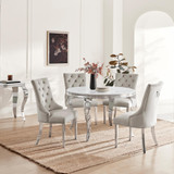 Skye Round White Marble Effect Dining Table & 4 Grey Velvet Belgravia Chairs - Skye-dining-table-round-white-marble-effec-4-Belgravia-Grey-1.jpg