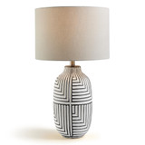Maze Grey & Black Patterned Ceramic Round Table Lamp - MAZE-TBL-LMP-GRY_WB2.jpg