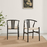 2x Caia Black Wood & Rope Wishbone Dining Chairs - Caia-Wishbone-dining-chair-black-2.jpg