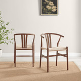 2x Caia Walnut Effect Wood & Rope Wishbone Dining Chairs - Caia-Wishbone-dining-chair-walnut_2.jpg