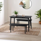 Lynton Small Black Wooden Dining Table & 2 Benches - LYNT-SML-BLK-2-BEN-Lynton-Black-Small-Dining-2-Benches.jpg