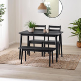 Lynton Small Black Wooden Dining Table with 2 Chairs & Bench - LYNT-SML-BLK-BEN-2-CHR-Lynton-Black-Sml-Table-2-Chairs-1-Sml-Bench.jpg