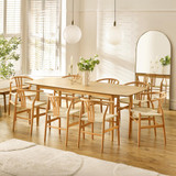 Leif Oak Veneer Wood Rectangular Extending Table & 8 Caia Wishbone Dining Chairs - LEIF-OAK-TABLE-8-CAIA-CHAIR_1.jpg