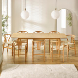 Leif Oak Veneer Wood Rectangular Extending Table & 8 Caia Wishbone Dining Chairs - LEIF-OAK-TABLE-8-CAIA-CHAIR_2.jpg
