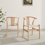 Leif Oak Veneer Wood Rectangular Extending Table & 8 Caia Wishbone Dining Chairs - Caia-Wishbone-dining-chair-beech-2.jpg