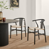Leif Wood Rectangular Extending Table & 4 Caia Black Wishbone Oak Dining Chairs - Caia-Wishbone-dining-chair-black-1.jpg