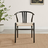 Leif Wood Rectangular Extending Table & 4 Caia Black Wishbone Oak Dining Chairs - Caia-Wishbone-dining-chair-black-4.jpg