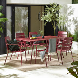 Leros Berry Red Metal 6 Seat Garden Dining Set - LERO-OUT-DIN-SET-BRY-6-1.jpg