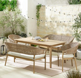Asa Wood Table + 2 Benches & 2 Chairs Garden Dining Set - ASA-OUT-REC-DIN-TBL-NAT-8-BENCH-CHAIR_1.jpg