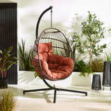 Brown Rattan & Orange Garden Hanging Egg Chair Seat  - EGG-OUT-HNG-CHR-TER-1.jpg