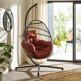 Brown Rattan & Orange Garden Hanging Egg Chair Seat  - EGG-OUT-HNG-CHR-TER-6.jpg