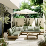 Brisa Teak Effect Wood & Green 8 Seat Garden Sofa Set - BRIS-OUT-COR-SOF-NAT-GRN-8_2.jpg