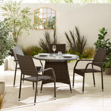 Antigua Brown Rattan 4 Seat Round Table Garden Dining Set - ANT-RND-OUT-TBL-BRN-4_2.jpg