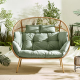 Beige Rattan & Green Garden Double Egg Chair Seat - EGG-OUT-DBL-NAT-GRN_2.jpg