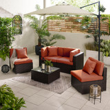 Orlando Brown Rattan & Orange 4 Seat Modular Garden Sofa - ORL-BRN-TER-OUT-SOF-4_2.jpg