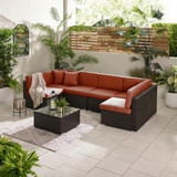 Orlando Brown Rattan & Orange 6 Seat Modular Garden Sofa - ORL-BRN-TER-OUT-SOF-6_1.jpg