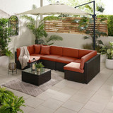 Orlando Brown Rattan & Orange 6 Seat Modular Garden Sofa - ORL-BRN-TER-OUT-SOF-6_2.jpg
