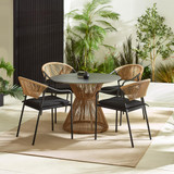 Lanai & Elba Beige Rattan & Black 4 Seat Round Table Garden Dining Set - LAN-OUT-DIN-TBL-BLK-MAR-ANGLED.jpg